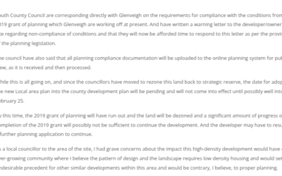 Press release re Site 16 Blackrock and concerns around infrastructure